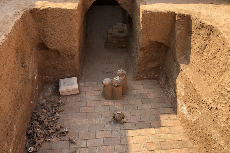 北周宇文覺墓M655墓室。陜西省考古研究院供圖