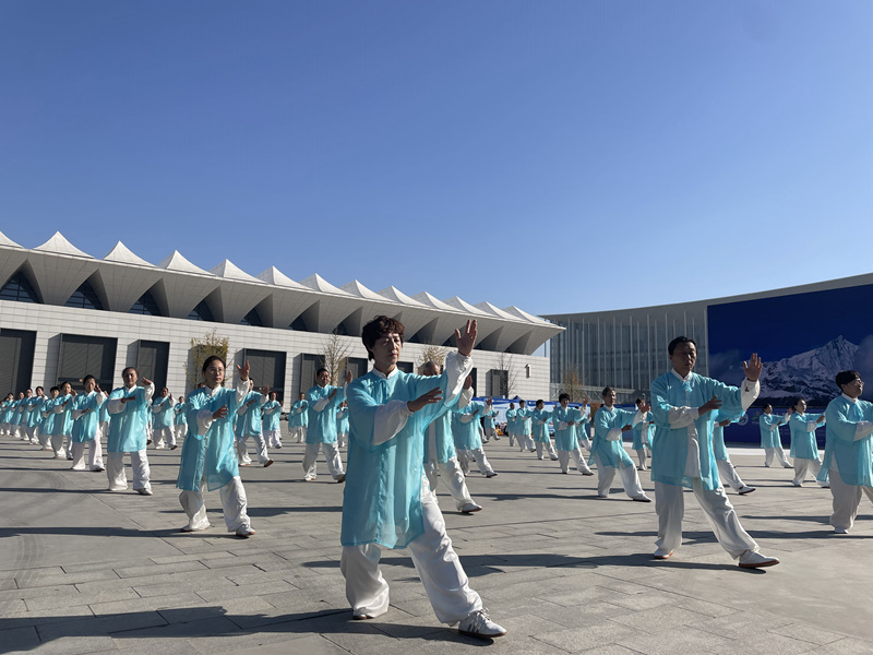 “陜西群眾武術(shù)大展演”活動正在進行。人民網(wǎng)記者 賈凱璐攝