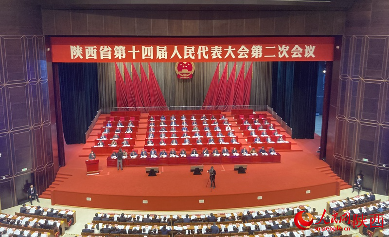 陜西省第十四屆人民代表大會第二次會議現(xiàn)場。人民網(wǎng) 吳德鋒攝