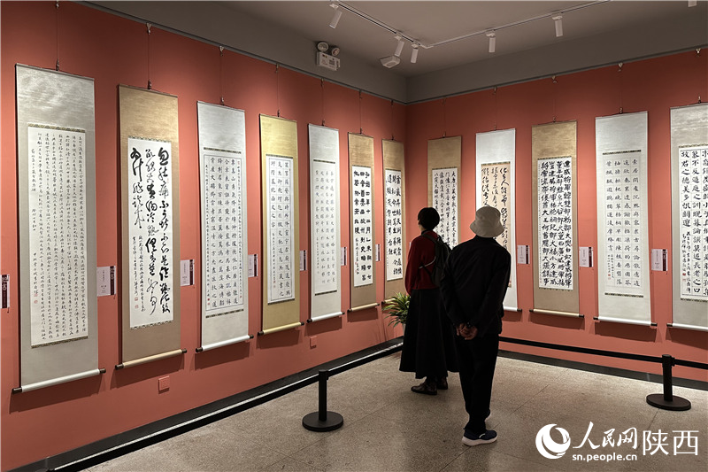 觀眾正在欣賞所展出的優(yōu)秀作品。人民網(wǎng)記者 李志強(qiáng)攝