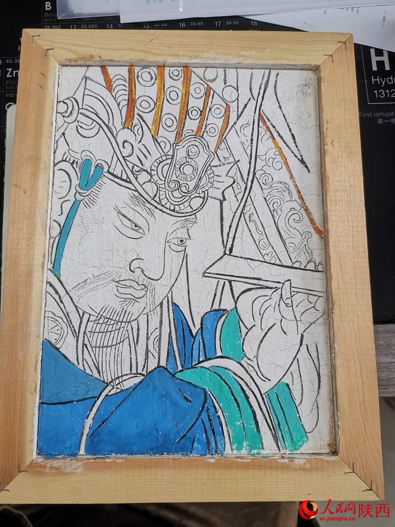 翟從雯平時(shí)練習(xí)的壁畫(huà)修復(fù)手稿。人民網(wǎng) 王麗攝