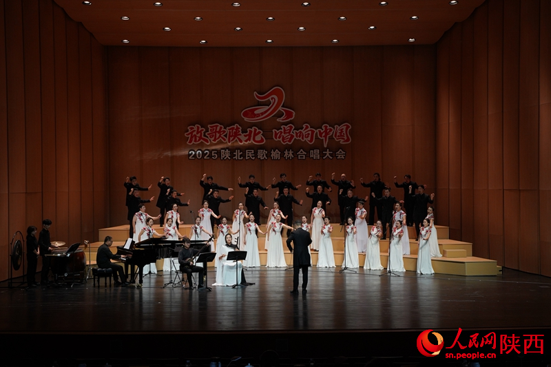 來自西安的一個合唱團正在演唱。人民網(wǎng) 王麗攝